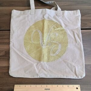 Victoria's Secret Gold Glitter and Cream Tote Bag